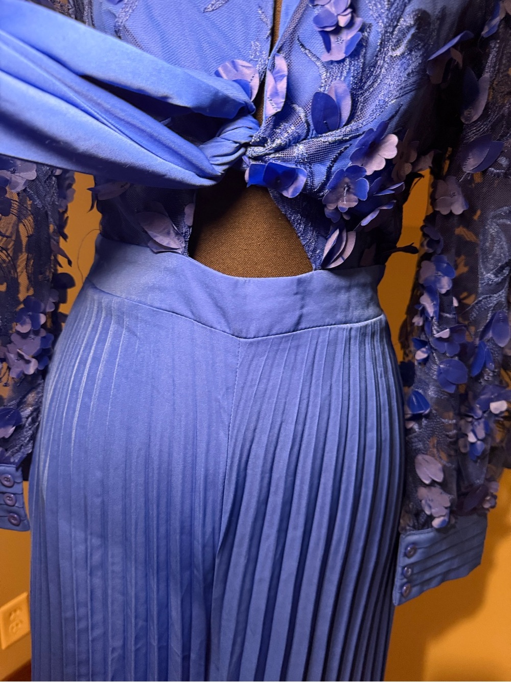 Chicme Royal Blue Pleated Wide-Leg Jumpsuit - Picture 9 of 12